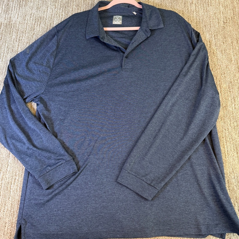 Callaway Opti-Dri Swing Tech Long Sleeve Polo Shirt Navy Heather Mens XXL